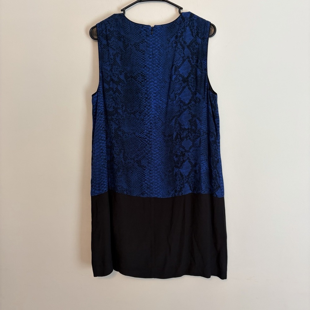 Rebecca Taylor Snake Print Color Block Sleeveless Shift Dress Blue Black Size 10 - Picture 4 of 7